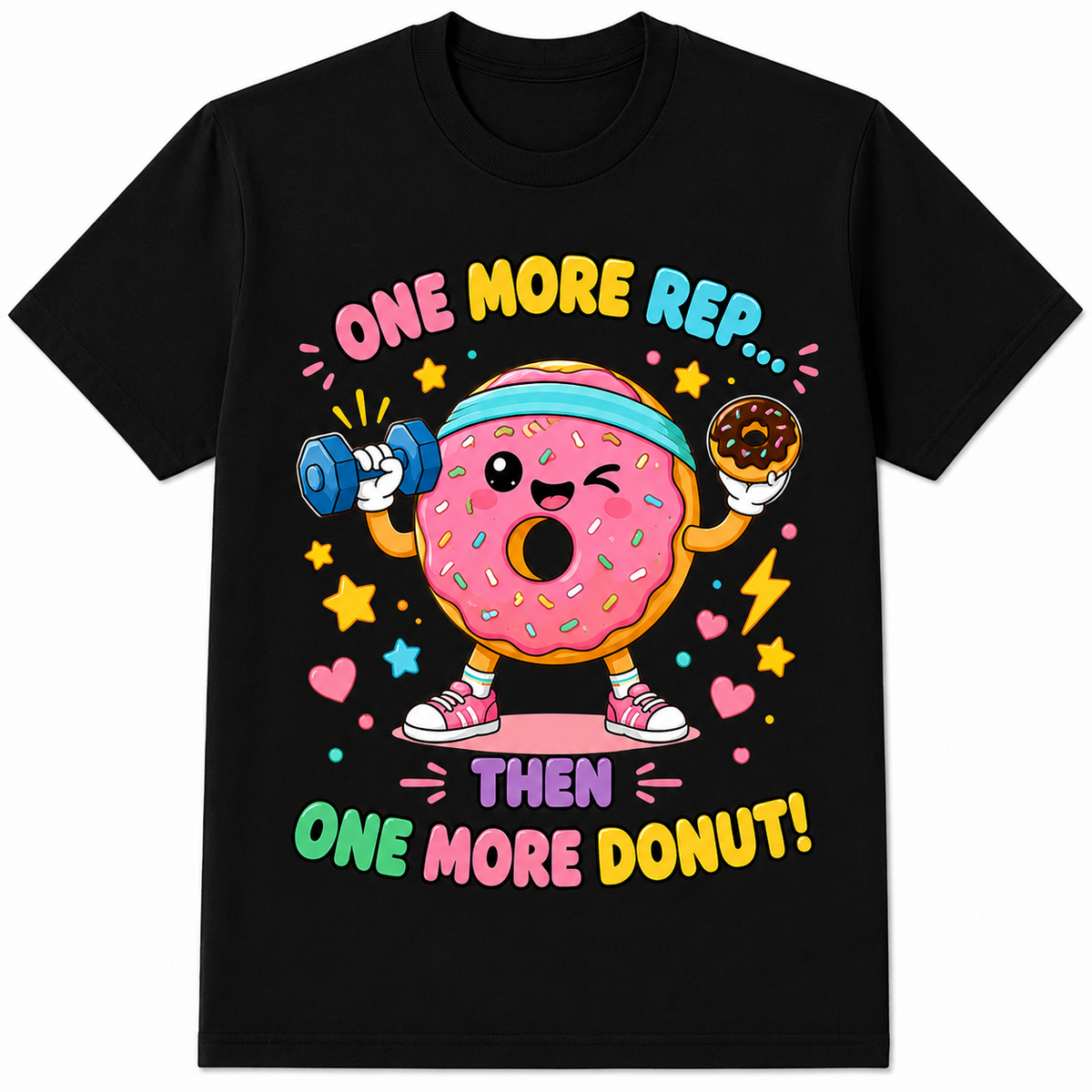 Kawaii Donut Fitness Funny Workout Cartoon Sweet GymLover Novelty Gift UnisexTee