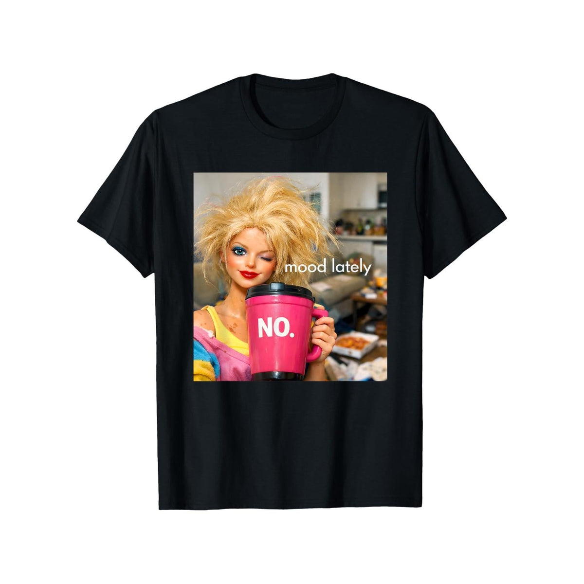 Retro Doll Face Funny Vintage Plastic Doll Pattern Graphic Tee for Men Women, Cute Creepy Doll Humor Short Sleeve T-Shirt, Casual Crew Neck Top for Theme Party Gift