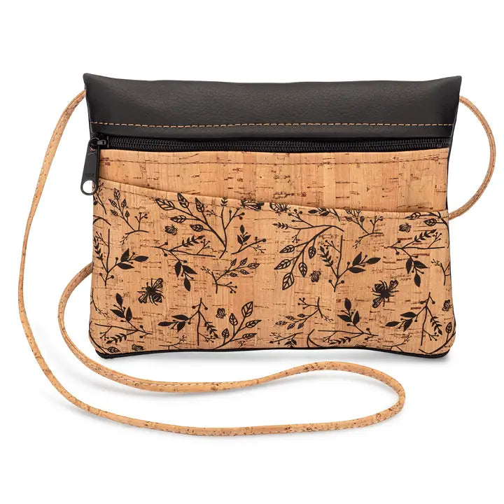 Natalie Therese, Cork Convertible Crossbody & Fanny Bag, Floral Print Front