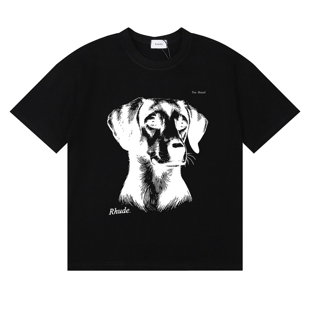 Rhude T-shirts Fox Hound Cotton Casual Short Sleeve Men and Women