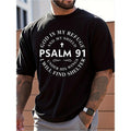 My Refuge And My Fortress Psalm 91 Christian Graphic Tee for Men Women, Inspirational Bible Verse Short Sleeve T-Shirt, Casual Crew Neck Top for Church Gift