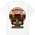 Black Cat Ramen Graphic T-Shirt for Men and Women, Vintage Food Lover Tee, Retro Noodle Bowl Print Casual Short Sleeve Top