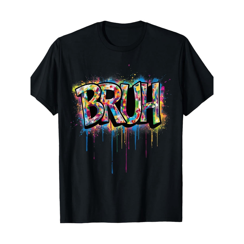 Cotton short sleeve T-shirt boys bruh funny saying meme graffiti aesthetic teens T-Shirt-100 % cotton 220g
