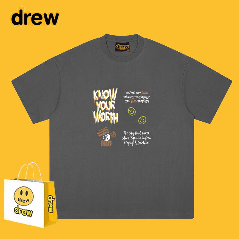 Drew T-shirts T-shirt Short Sleeve Loose round Neck Short Sleeve