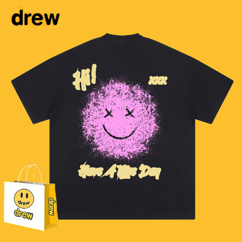 Drew T-shirts Short-Sleeved Clothes T-shirt Anime Smiley