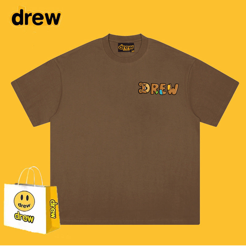 Drew T-shirts Short Sleeve Letter Cotton T-shirt Loose