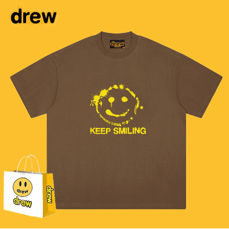 Drew T-shirts Smiley Face Short Sleeve Fashion Printed T-shirt