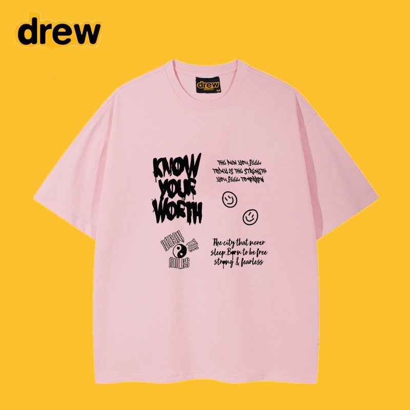 Drew T-shirts T-shirt Short Sleeve Loose round Neck Short Sleeve