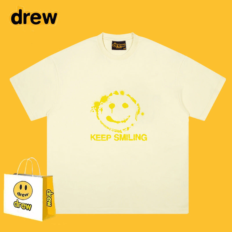 Drew T-shirts Smiley Face Short Sleeve Fashion Printed T-shirt