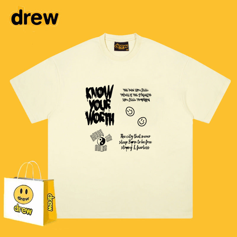 Drew T-shirts T-shirt Short Sleeve Loose round Neck Short Sleeve
