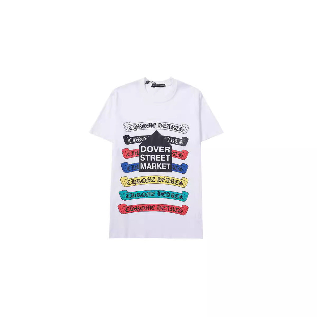 Chrome Heart T Shirts Croix Cross Color Leather Printed Short Sleeve T-Shirt