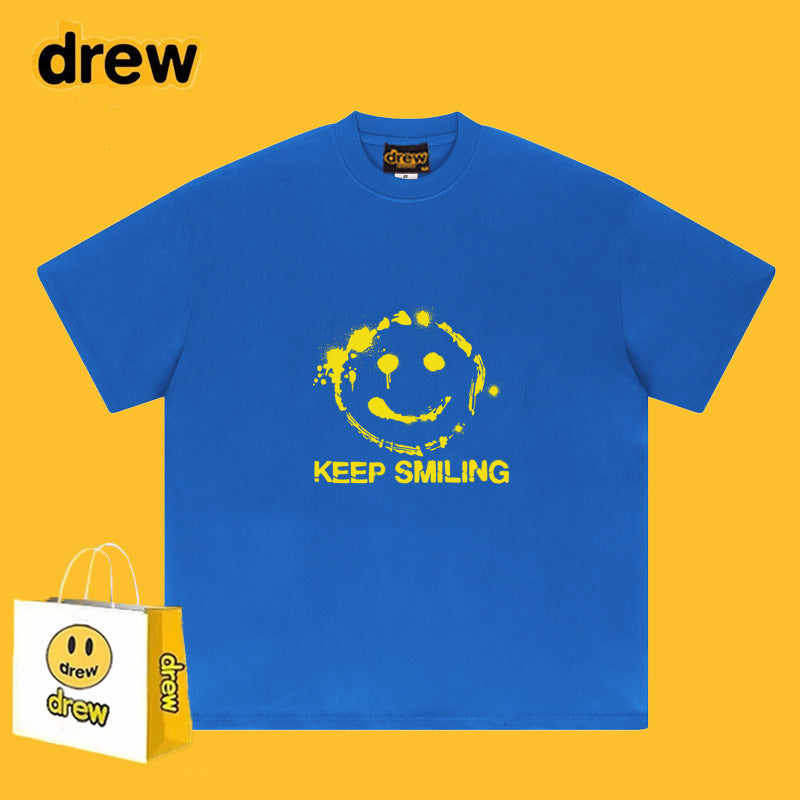 Drew T-shirts Smiley Face Short Sleeve Fashion Printed T-shirt