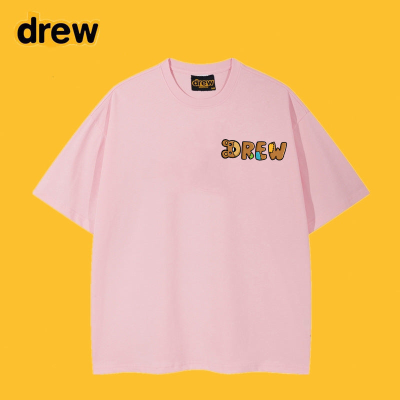 Drew T-shirts Short Sleeve Letter Cotton T-shirt Loose