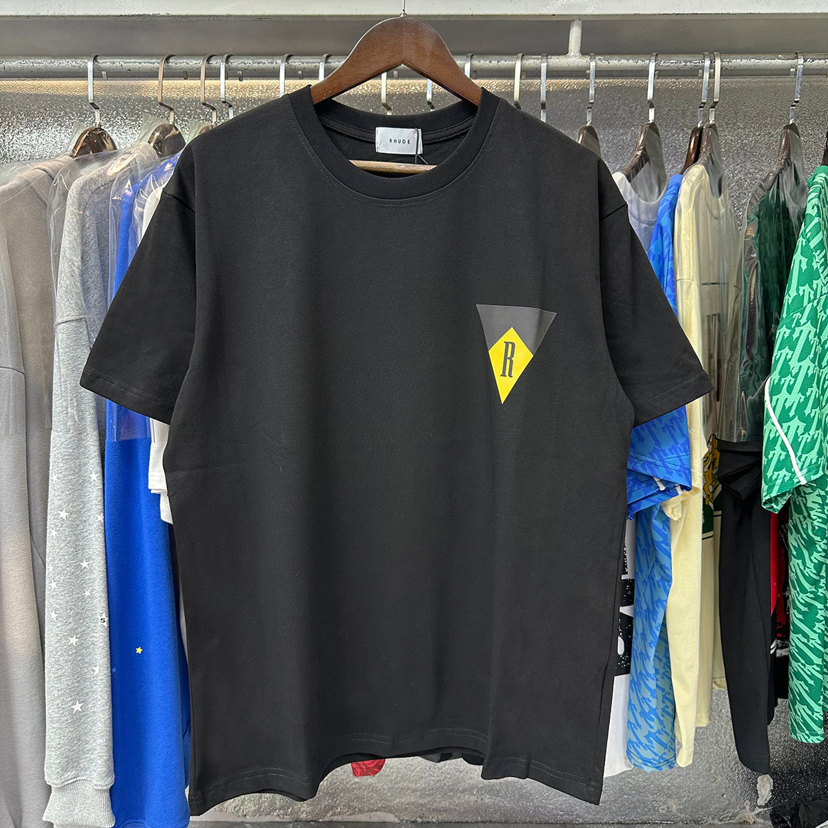 Rhude T-shirts Inverted Triangle Printing Cotton Casual Short Sleeve Men and Women