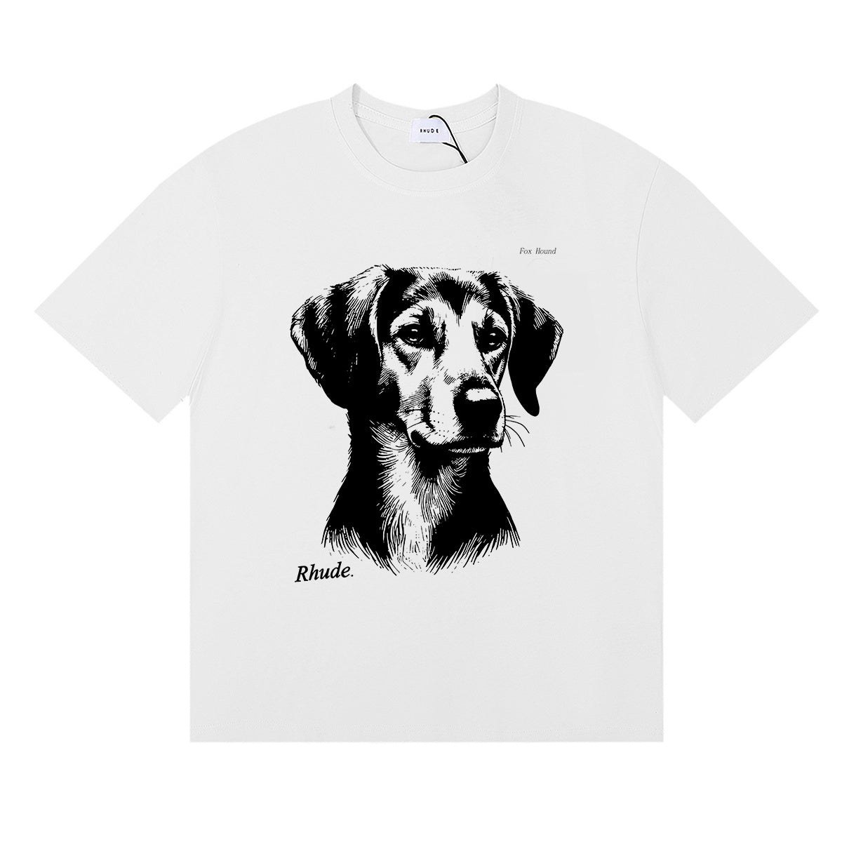 Rhude T-shirts Fox Hound Cotton Casual Short Sleeve Men and Women