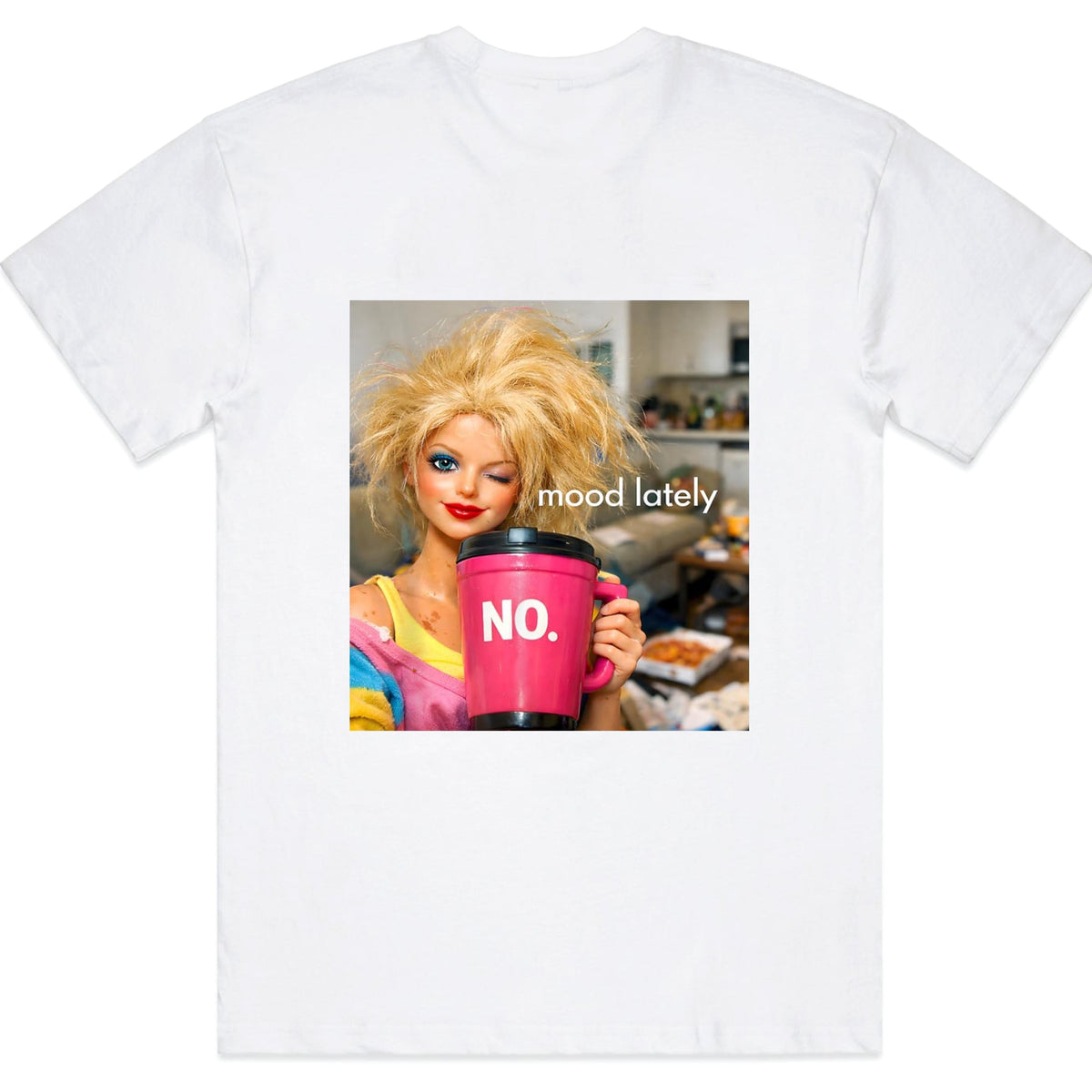 Retro Doll Face Funny Vintage Plastic Doll Pattern Graphic Tee for Men Women, Cute Creepy Doll Humor Short Sleeve T-Shirt, Casual Crew Neck Top for Theme Party Gift