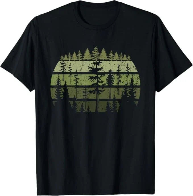 Retro Wildlife Trees Outdoors Nature Forest Vintage T-Shirt
